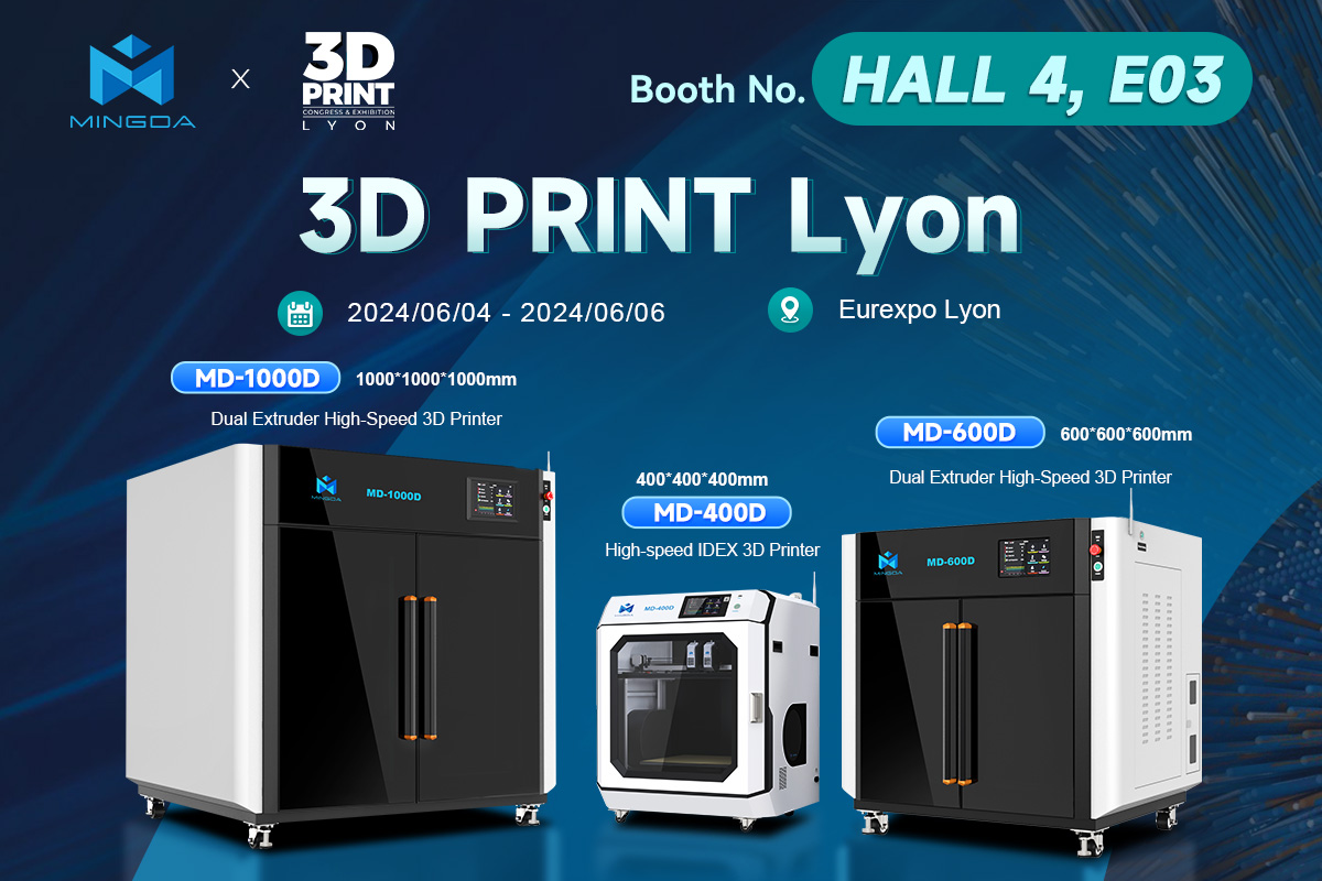 Mingda 3D presents its latest FDM dual extruder printer at 3D PRINT in Lyon, France